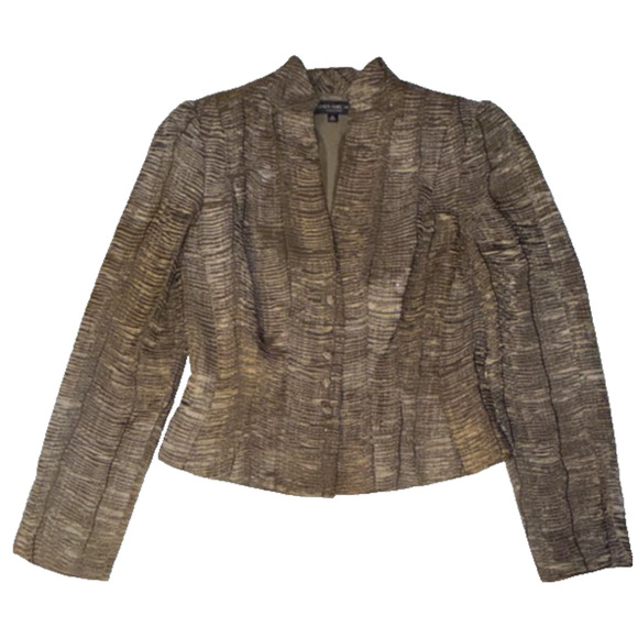 Carmen Marc Valvo Women's 4 Metallic Textured Blazer Executive Chic Quiet Luxury - Picture 3 of 14